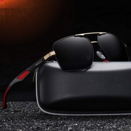 Square Vintage Retro Square Aluminum Magnesium Polarized Sunglasses Men Classic Sun Glasses UV400 Shades - CD1985LDR5C $34.32