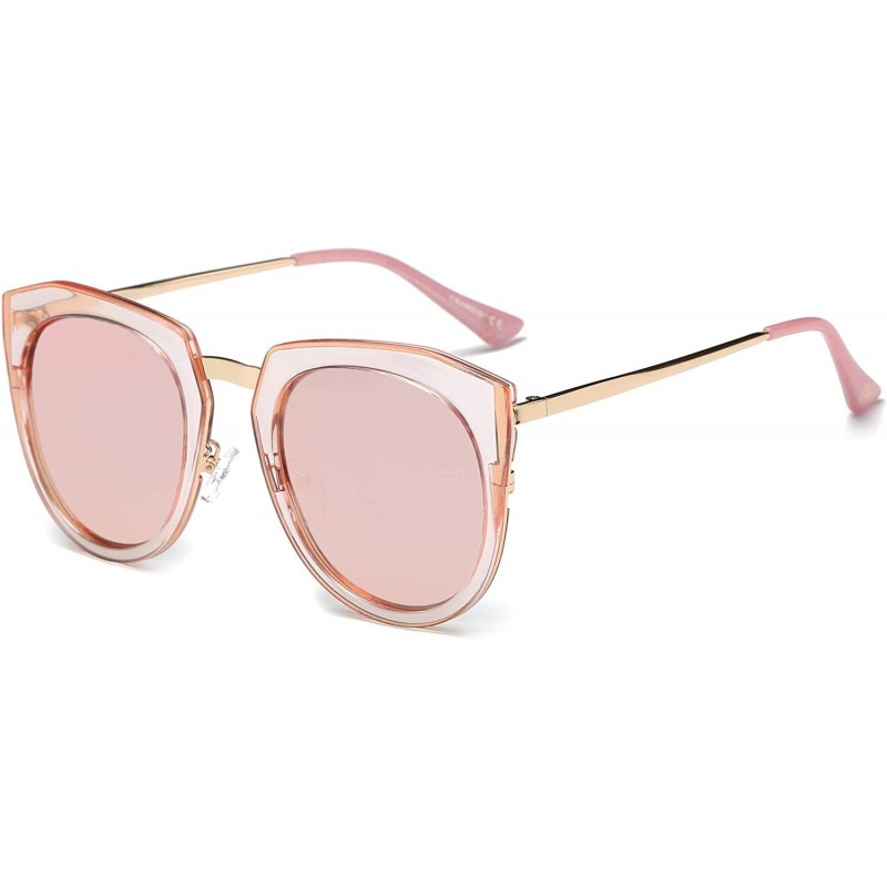 Oversized Women Oversize Cat Eye Fashion Sunglasses - Pink - CG18WSELQNE $17.42