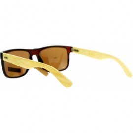 Rectangular Real Bamboo Temple Polarized Sunglasses Classic Square Rectangle Frame - Brown (Brown) - CH189LKZT25 $15.38