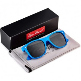 Rectangular Classic Polarized Sunglasses - Matte Royal Blue - Smoke - C9124WSYVZR $12.19