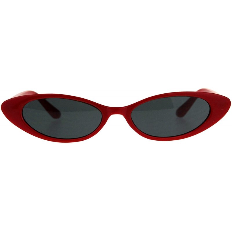 Oval Super Skinny Sunglasses Womens Oval Cateye Frame Fashion Shades UV 400 - Red - CZ18CKOK4AO $9.91