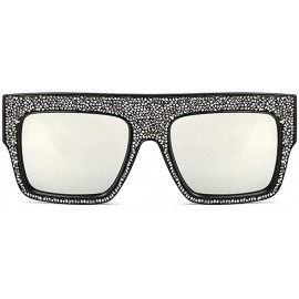 Goggle Womens Fashion Trendy Oversized Sunglasses Metal Hollow Cut Out - Silver White Silver - CD18DWC3K5Q $14.61