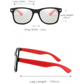 Square Fashion Classic Men's Square Frame Discoloration Polarized Sunglasses Ultra light - Red - C618XMZ7EC2 $12.75