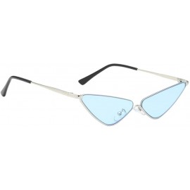 Round Sunglasses Small Round Metal Frame Cat Eye Candy Color Unisex Sun Glasses - Blue - CC18Q82RYR3 $8.63