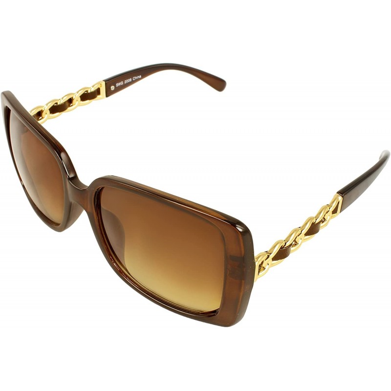 Square SWG2008 Square Fashion Sunglasses - Brown - CN11CQBAYGH $10.33