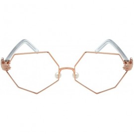 Oversized Vintage Style Angular Frames with Flat Lens 3136-FLCL - Rose Gold - CB182LAGGDT $12.11