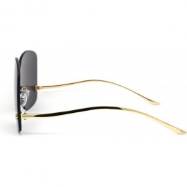 Rimless Womens Exposed Lens Rimless Down Temple Swan Sunglasses - Gold Black - C718WSLYO0H $13.68