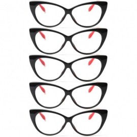 Cat Eye 3-Pair Value Pack Fashion Designer Cat Eye Reading Glasses for Womens - 5 Pairs in Red - CD18A5NCSRK $20.19