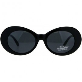 Oval Womens Vintage Fashion Sunglasses Oval Frame Half Shiny Half Matted UV 400 - Black (Black) - CB18C7TS69N $11.56