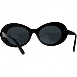 Oval Womens Vintage Fashion Sunglasses Oval Frame Half Shiny Half Matted UV 400 - Black (Black) - CB18C7TS69N $11.56