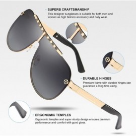 Oversized Polarized Aviator Sunglasses for Men Uv Protection - Round Sunglasses - Oversized Sunglasses - Oversized Gold - CA1...