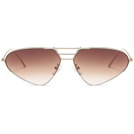 Oval Cat Sunglasses Women Fashion Purple Mirror Shades Gradient Metal Frame Men Sun Glasses with Box UV400 - Brown - C819387N...