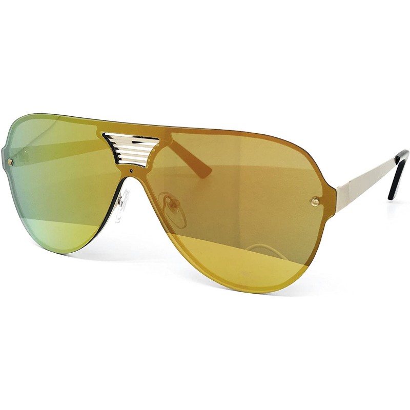 Wrap 528 Oversize XL Wraparound One Piece Rimless Shield Designer Futuristic Flat Top Sunglasses - C6182548U6Q $11.45