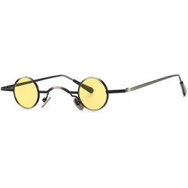 Round Tiny Sunglasses Round Retro Metal Men Punk Sun Glasses Women Eyewear - Yellow Lens - CT18W2M23Y8 $12.07