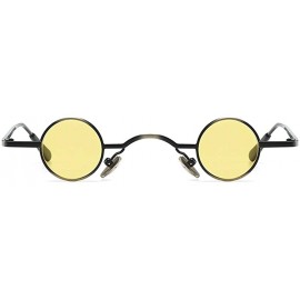 Round Tiny Sunglasses Round Retro Metal Men Punk Sun Glasses Women Eyewear - Yellow Lens - CT18W2M23Y8 $12.07