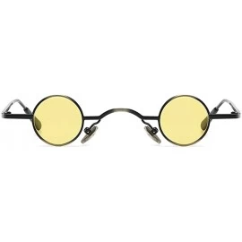 Round Tiny Sunglasses Round Retro Metal Men Punk Sun Glasses Women Eyewear - Yellow Lens - CT18W2M23Y8 $12.07