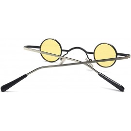 Round Tiny Sunglasses Round Retro Metal Men Punk Sun Glasses Women Eyewear - Yellow Lens - CT18W2M23Y8 $12.07