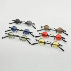 Round Tiny Sunglasses Round Retro Metal Men Punk Sun Glasses Women Eyewear - Yellow Lens - CT18W2M23Y8 $12.07