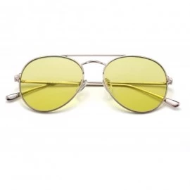 Aviator Clear Aviator Sunglasses Classic Flat Tinted Lens Metal Eyeglasses Men Women - Gold / Yellow - CY188Q5SDYM $16.27