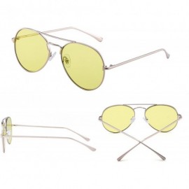 Aviator Clear Aviator Sunglasses Classic Flat Tinted Lens Metal Eyeglasses Men Women - Gold / Yellow - CY188Q5SDYM $16.27