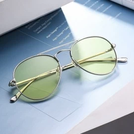 Aviator Clear Aviator Sunglasses Classic Flat Tinted Lens Metal Eyeglasses Men Women - Gold / Yellow - CY188Q5SDYM $16.27