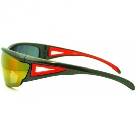 Sport Mens Biker Shatterproof Warp Around Plastic Sports Sunglasses - Grey Red - CE11LZBDYZX $11.42