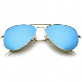 Aviator Premium Classic Large Matte Metal Frame Mirror Glass Lens Aviator Sunglasses 61mm - Gold / Blue Mirror - CI12KHAQ0MF ...