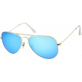 Aviator Premium Classic Large Matte Metal Frame Mirror Glass Lens Aviator Sunglasses 61mm - Gold / Blue Mirror - CI12KHAQ0MF ...