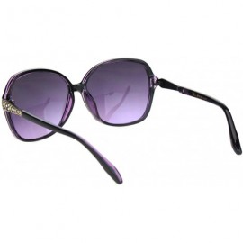 Butterfly Elegant Rhinestone Jewel Trim Designer Butterfly Sunglasses - Black Purple Gradient Purple - CD18NN9WYDT $15.29