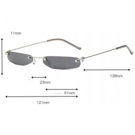 Rectangular Vintage Sunglasses Rectangular Eyewear Protection - E - CL18YL2ZH5U $7.65