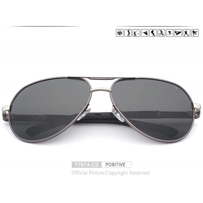 Oversized Men Sunglasses Aluminum Magnesium Polarized Pilot Glasses Fashion Y7614 C1 BOX - Y7614 C3 Box - CT18XKM78RS $11.90