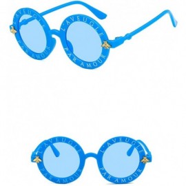 Round Unisex Sunglasses Retro Blue Drive Holiday Round Non-Polarized UV400 - C118RLIA44A $11.67