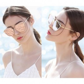 Cat Eye Cat Eye Mirrored Flat Lenses Polarized Metal Frame Women Sunglasses SR004 - Gold Frame Gray Lens/Polarized - CE18NHM6...