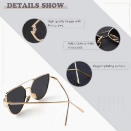 Cat Eye Cat Eye Mirrored Flat Lenses Polarized Metal Frame Women Sunglasses SR004 - Gold Frame Gray Lens/Polarized - CE18NHM6...