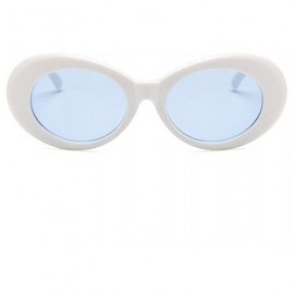 Cat Eye Women Fashion Oval Cat Eye Sunglasses with Case UV400 Protection Beach - White Frame/Blue Lens - C418WTAATMH $17.35