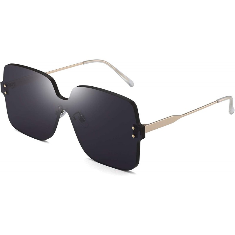 Oversized Oversized Rimless Sunglasses Women Square Transparent Candy Color Lens - Grey - CK18QS9HR7C $11.52