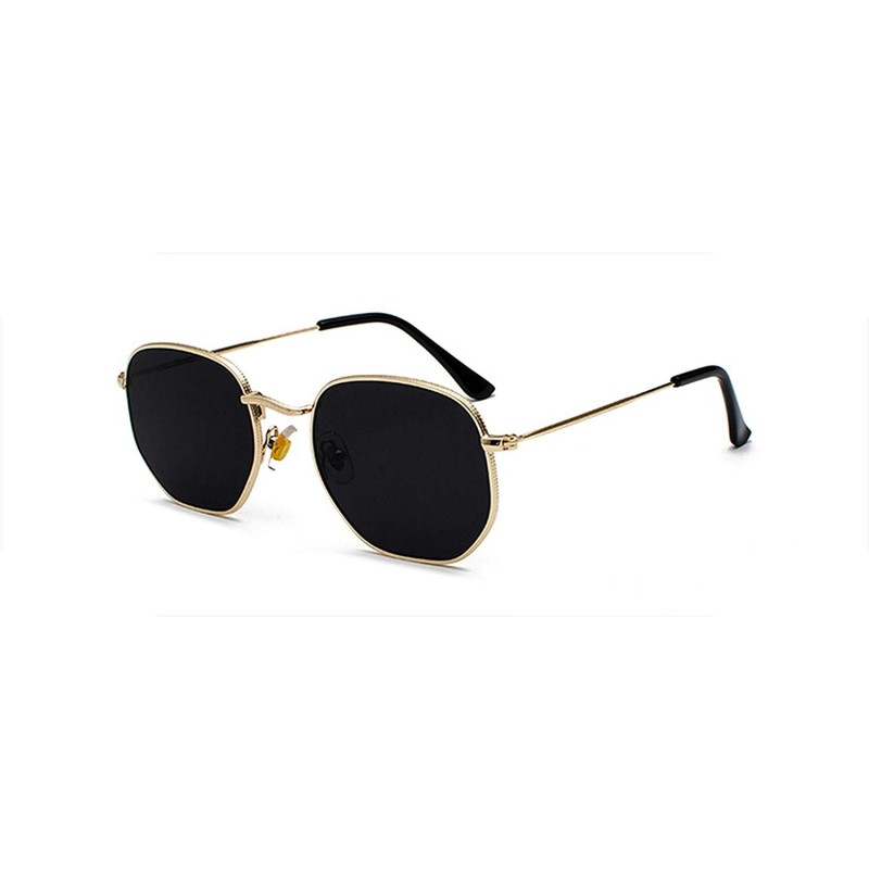 Square Vintage Gold Sunglasses Men Square Metal Frame Silver Brown Black Small Sun Glasses Female Unisex Summer Style - C0197...