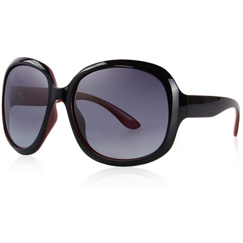 Oversized DESIGN Women Retro Polarized Sunglasses Lady Driving Sun Glasses 100% C01 Black - C02 Wine Red - C218XEC3A06 $13.74