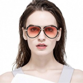 Aviator Trendy men and women two-tone sunglasses retro sunglasses - Red - CC18HCOMSK3 $25.55