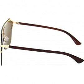 Shield Hip Hop Rimless Oversize Robotic Shield Baller Sunglasses - Gold Brown Mirror - CH18S97TY9H $13.13