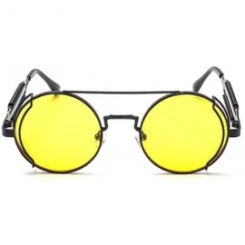 Round Punk Round Retro Sunglasses Men Women 2020 Fashion Metal Frame Sun Glasses Spring leg Shades UV400 - Yellow - C21937LCQ...