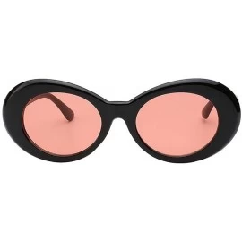 Sport Women Cateye UV400 Glasses Classic Retro Vintage Oval Sunglasses Eeywear - Black F Red Lens - CL18C75SO63 $10.82