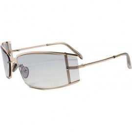 Wrap Retro Futuristic Light Tint Lens Vintage Wrap Rectangle Sunglasses - Gold & Light Gray - CJ18T4GD4HA $14.39