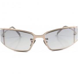 Wrap Retro Futuristic Light Tint Lens Vintage Wrap Rectangle Sunglasses - Gold & Light Gray - CJ18T4GD4HA $14.39