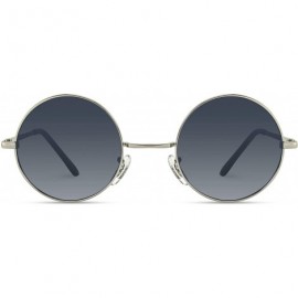 Round Colorful Tinted Retro Circle Sunglasses - Silver Frame / Black Lens - CL1855ADXOL $10.11