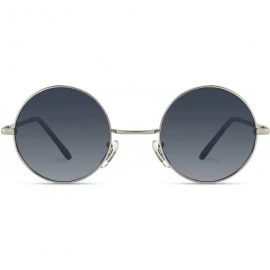 Round Colorful Tinted Retro Circle Sunglasses - Silver Frame / Black Lens - CL1855ADXOL $10.11