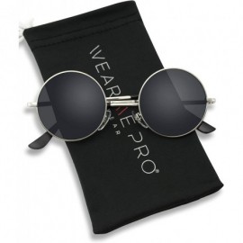 Round Colorful Tinted Retro Circle Sunglasses - Silver Frame / Black Lens - CL1855ADXOL $10.11