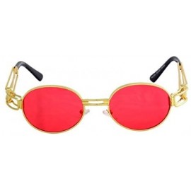 Round Slim Round Classic Oval Luxury Steampunk Sunglasses - Gold Metallic Frame - C7186936RX8 $12.53