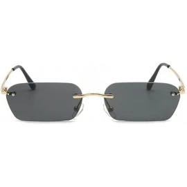 Square Fashion Metal Frame Square Rimless Sunglasses Unisex - Grey - C218H3XNHIC $11.48