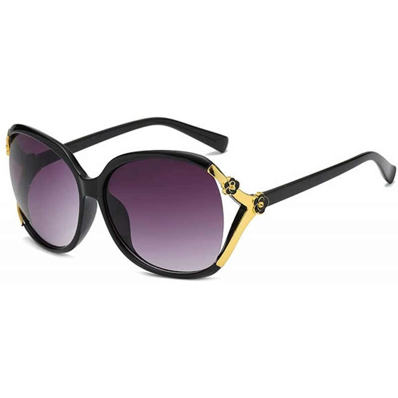 Goggle Metal Floral Brim Plastic Frame Polarized Mirrored Sunglasses - Purple - C018WKZRQIA $14.76